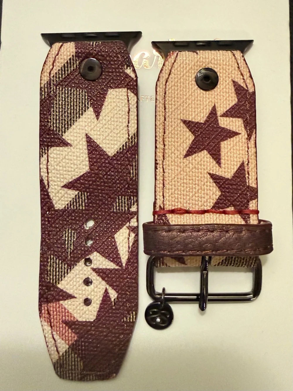 Spark*l Bands- Burberry Star Burgundy and Cream - Size 2 - Picture 1 of 4